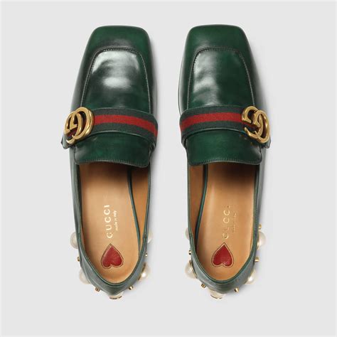 forest green gucci loafers|gucci pearl loafer.